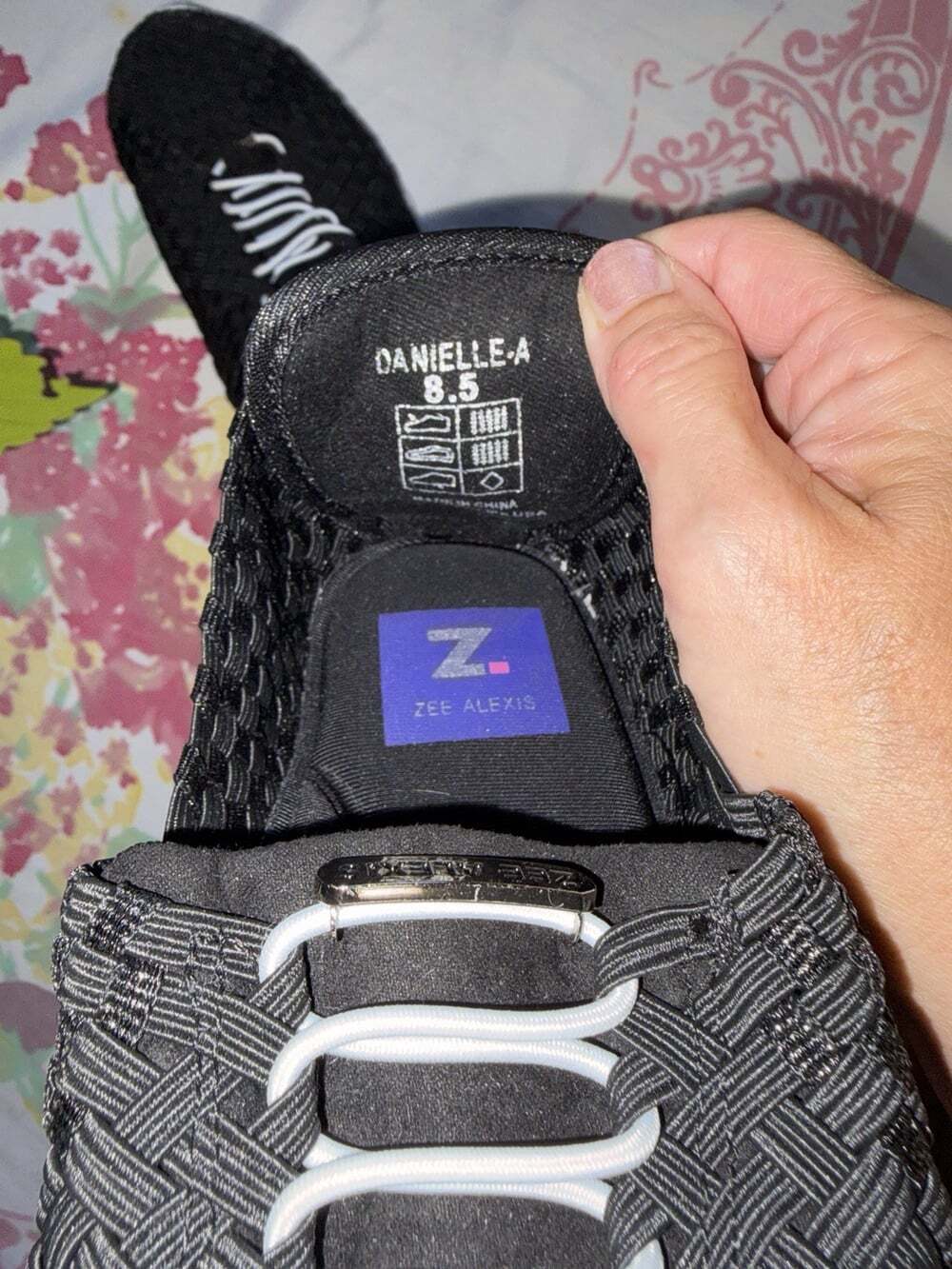 ZEE ALEXIS Women's Danielle Black Metallic/White Bottom Woven Sneaker - Picture 7 of 7